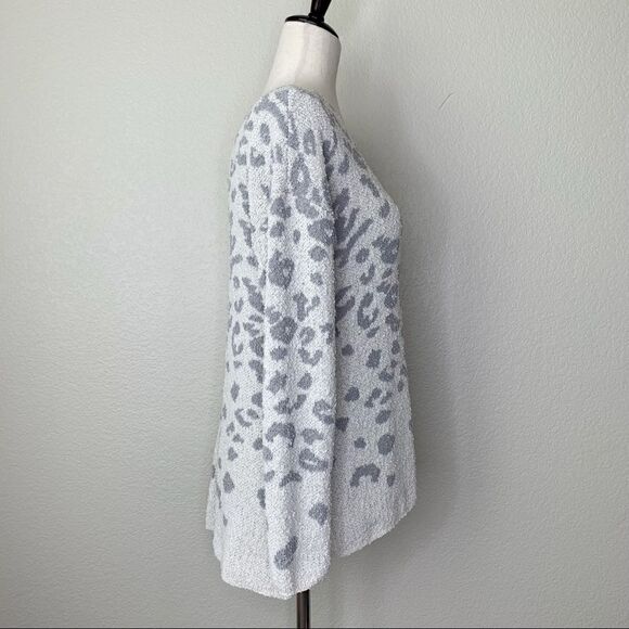 NWOT Knox Rose Leopard Textured V-Neck Pullover High-Low Hem Sweater - Picture 7 of 13